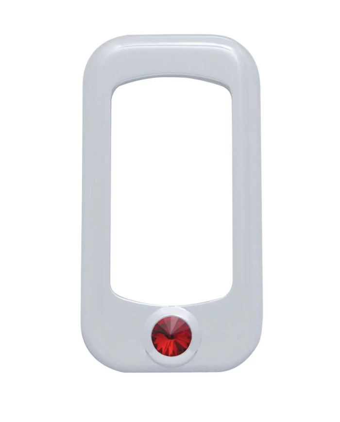 (3/CARD) CHROME PLASTIC ROCKER SWITCH TRIM W/ DIAMOND - RED