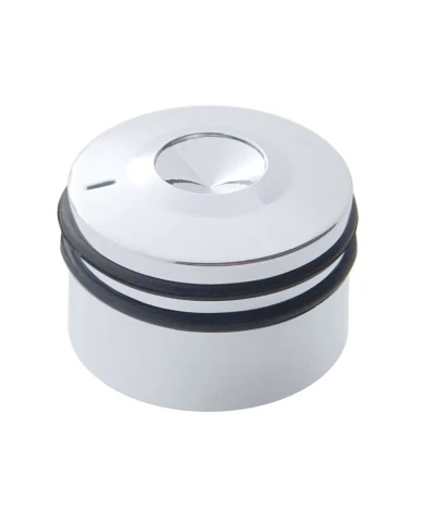 (CARD) CHROME PLASTIC PETERBILT DELUXE A/C CONTROL KNOB - INDENTED W/ BLACK, BLUE, RED RUBBER (CARD) CHROME PLASTIC PETERBILT DELUXE A/C CONTROL KNOB - INDENTED W/ BLACK, BLUE, RED RUBBER