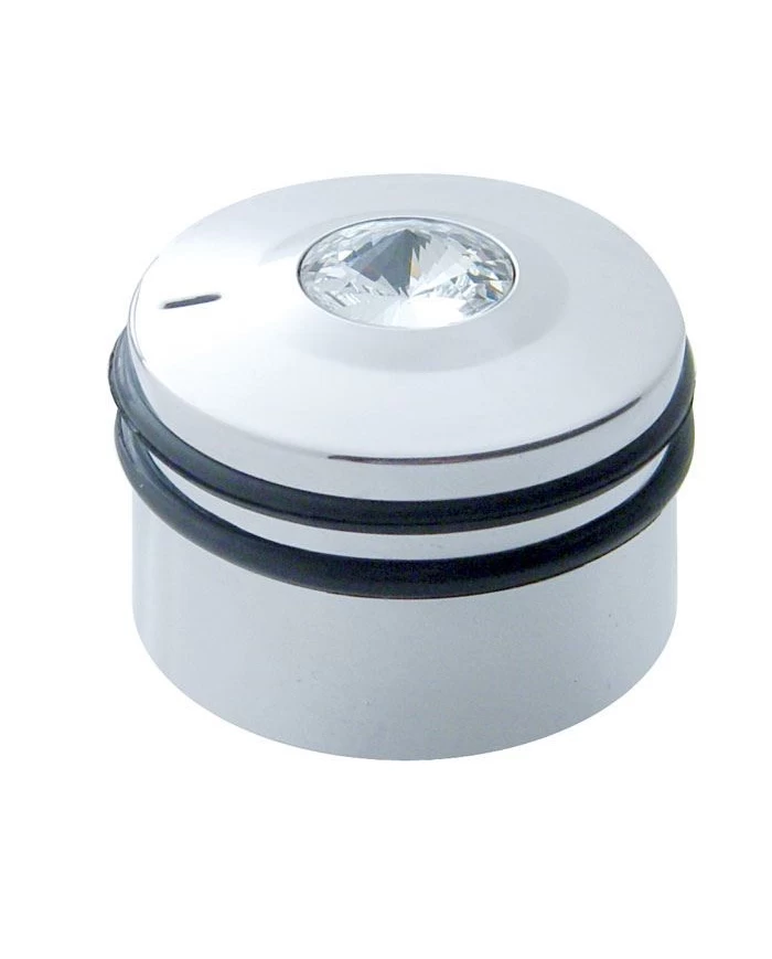 (CARD) CHROME PLASTIC PETERBILT DELUXE A/C CONTROL KNOB - CLEAR DIAMOND W/ BLACK, BLUE, RED RUBBER (CARD) CHROME PLASTIC PETERBILT DELUXE A/C CONTROL KNOB - CLEAR DIAMOND W/ BLACK, BLUE, RED RUBBER