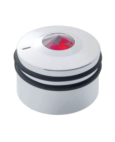 (CARD) CHROME PLASTIC PETERBILT DELUXE A/C CONTROL KNOB - RED DIAMOND W/ BLACK, BLUE, RED RUBBER (CARD) CHROME PLASTIC PETERBILT DELUXE A/C CONTROL KNOB - RED DIAMOND W/ BLACK, BLUE, RED RUBBER