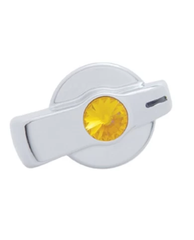 (CARD) CHROME PLASTIC "SIGNATURE" FREIGHTLINER A/C KNOB W/ DIAMOND - AMBER (CARD) CHROME PLASTIC "SIGNATURE" FREIGHTLINER A/C KNOB W/ DIAMOND - AMBER