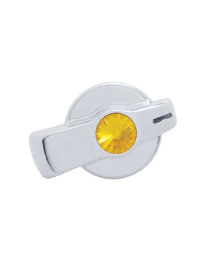 (CARD) CHROME PLASTIC "SIGNATURE" FREIGHTLINER A/C KNOB W/ DIAMOND - AMBER