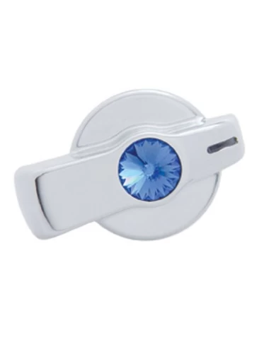 (CARD) CHROME PLASTIC "SIGNATURE" FREIGHTLINER A/C KNOB W/ DIAMOND - BLUE (CARD) CHROME PLASTIC "SIGNATURE" FREIGHTLINER A/C KNOB W/ DIAMOND - BLUE