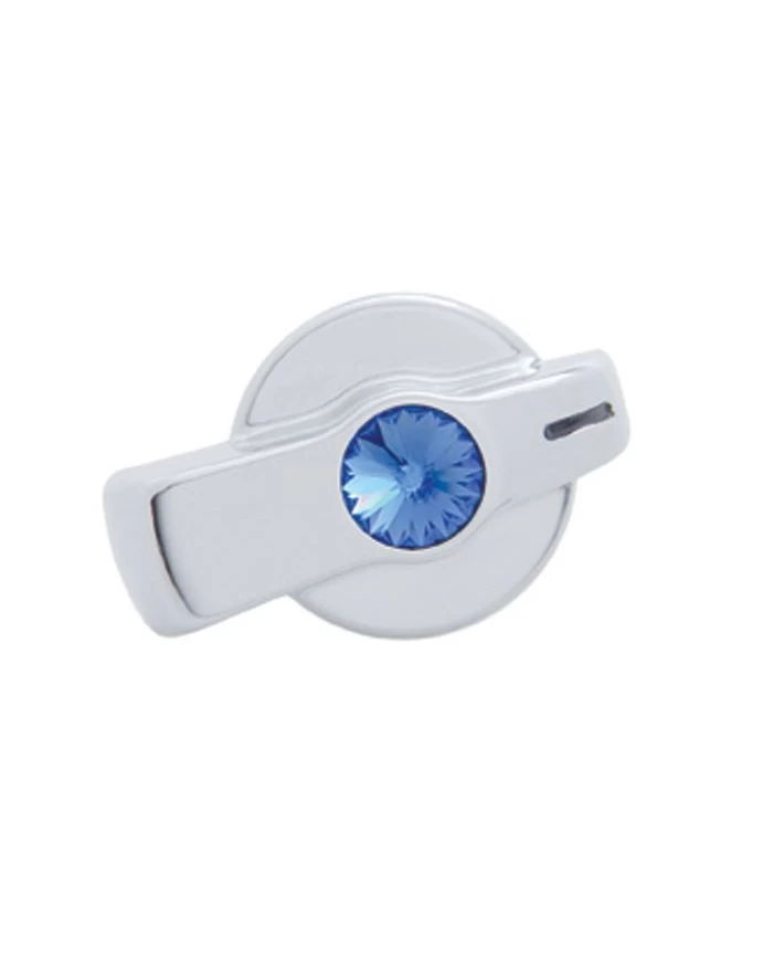 (CARD) CHROME PLASTIC "SIGNATURE" FREIGHTLINER A/C KNOB W/ DIAMOND - BLUE