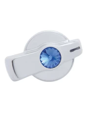 (CARD) CHROME PLASTIC "SIGNATURE" FREIGHTLINER A/C KNOB W/ DIAMOND - BLUE (CARD) CHROME PLASTIC "SIGNATURE" FREIGHTLINER A/C KNOB W/ DIAMOND - BLUE