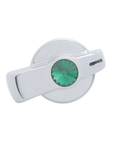 (CARD) CHROME PLASTIC "SIGNATURE" FREIGHTLINER A/C KNOB W/ DIAMOND - GREEN (CARD) CHROME PLASTIC "SIGNATURE" FREIGHTLINER A/C KNOB W/ DIAMOND - GREEN