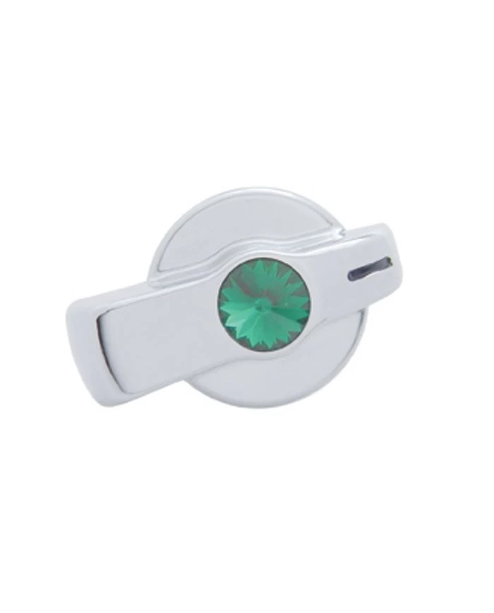 (CARD) CHROME PLASTIC "SIGNATURE" FREIGHTLINER A/C KNOB W/ DIAMOND - GREEN (CARD) CHROME PLASTIC "SIGNATURE" FREIGHTLINER A/C KNOB W/ DIAMOND - GREEN