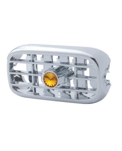(CARD) CHROME PLASTIC 2006+ PETERBILT A/C VENT W/ DIAMOND - AMBER (CARD) CHROME PLASTIC 2006+ PETERBILT A/C VENT W/ DIAMOND - AMBER