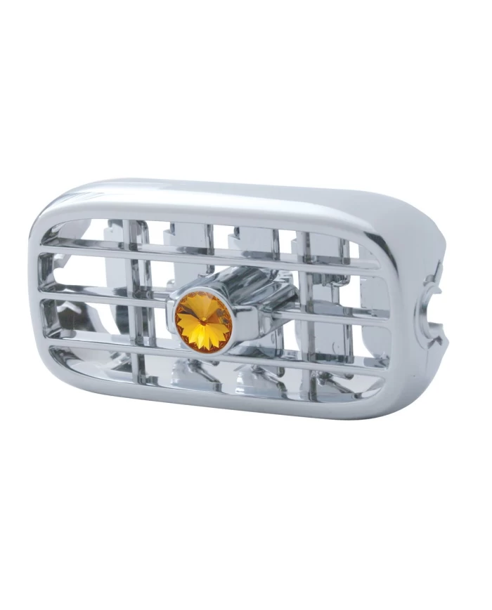 (CARD) CHROME PLASTIC 2006+ PETERBILT A/C VENT W/ DIAMOND - AMBER (CARD) CHROME PLASTIC 2006+ PETERBILT A/C VENT W/ DIAMOND - AMBER