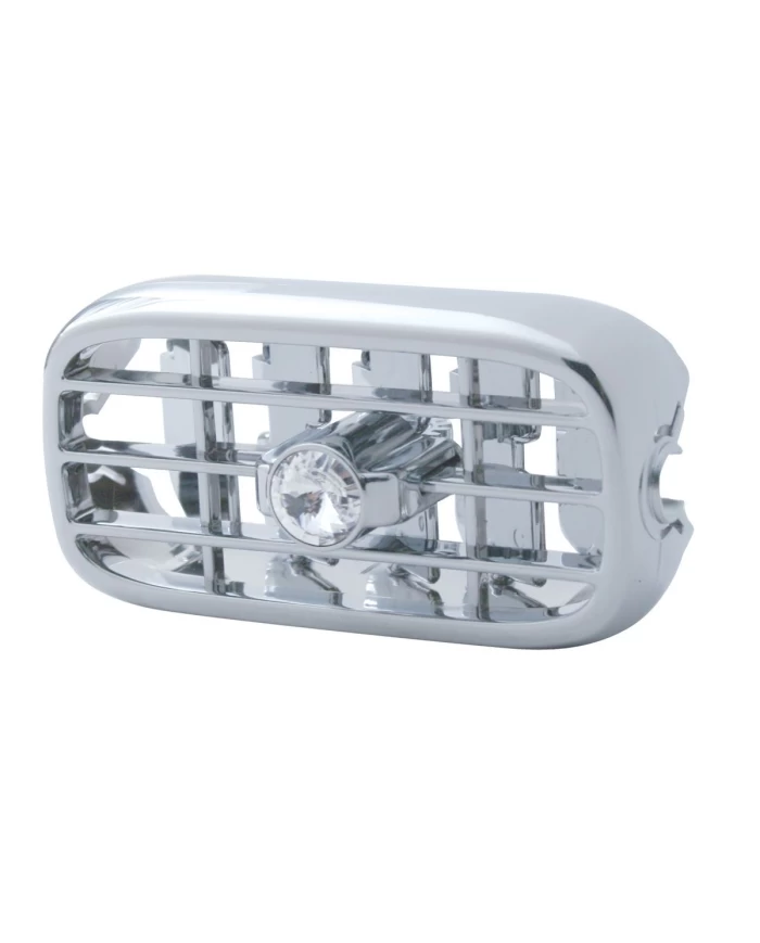 (CARD) CHROME PLASTIC 2006+ PETERBILT A/C VENT W/ DIAMOND - CLEAR (CARD) CHROME PLASTIC 2006+ PETERBILT A/C VENT W/ DIAMOND - CLEAR