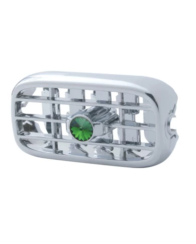 (CARD) CHROME PLASTIC 2006+ PETERBILT A/C VENT W/ DIAMOND - GREEN (CARD) CHROME PLASTIC 2006+ PETERBILT A/C VENT W/ DIAMOND - GREEN