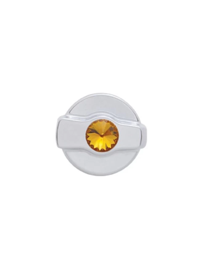 (CARD) CHROME PLASTIC KENWORTH WIPER DIAL KNOB W/ DIAMOND - AMBER (CARD) CHROME PLASTIC KENWORTH WIPER DIAL KNOB W/ DIAMOND - AMBER