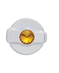 (CARD) CHROME PLASTIC KENWORTH WIPER DIAL KNOB W/ DIAMOND - AMBER