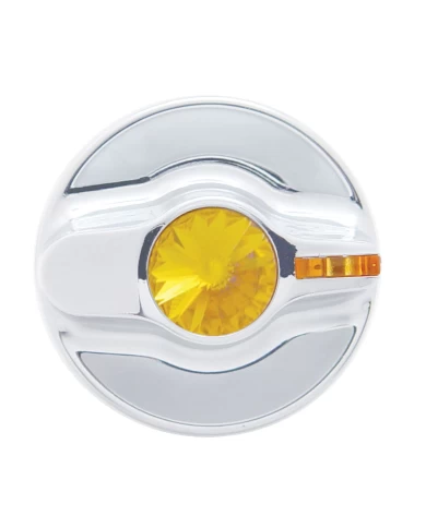 (CARD) CHROME PLASTIC 2002 KENWORTH A/C DIAL KNOB W/ DIAMOND - AMBER (CARD) CHROME PLASTIC 2002 KENWORTH A/C DIAL KNOB W/ DIAMOND - AMBER