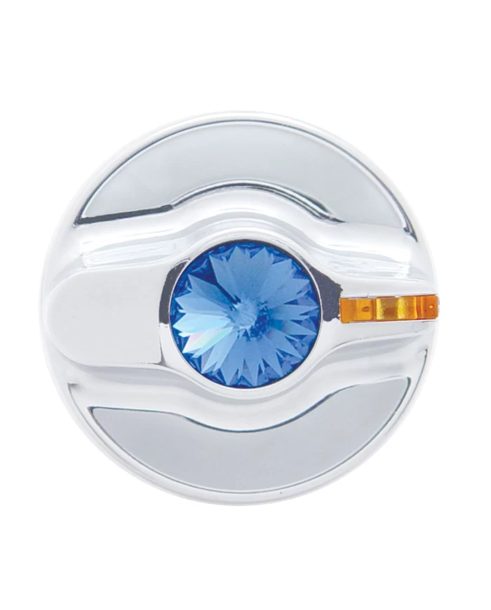 (CARD) CHROME PLASTIC 2002 KENWORTH A/C DIAL KNOB W/ DIAMOND - BLUE (CARD) CHROME PLASTIC 2002 KENWORTH A/C DIAL KNOB W/ DIAMOND - BLUE