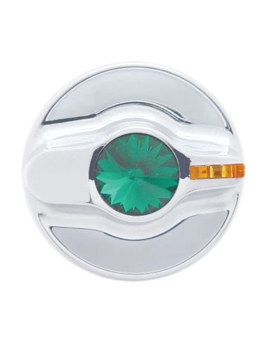 (CARD) CHROME PLASTIC 2002 KENWORTH A/C DIAL KNOB W/ DIAMOND - GREEN (CARD) CHROME PLASTIC 2002 KENWORTH A/C DIAL KNOB W/ DIAMOND - GREEN