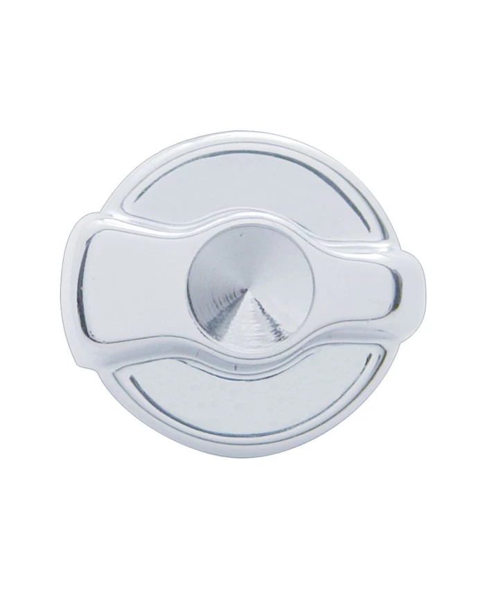 (CARD) CHROME PLASTIC PETERBILT A/C DIAL KNOB - INDENTED (CARD) CHROME PLASTIC PETERBILT A/C DIAL KNOB - INDENTED