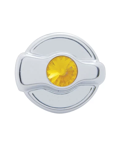 (CARD) CHROME PLASTIC PETERBILT A/C DIAL KNOB W/ DIAMOND - AMBER (CARD) CHROME PLASTIC PETERBILT A/C DIAL KNOB W/ DIAMOND - AMBER