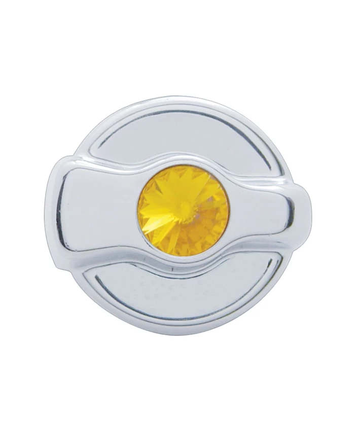 (CARD) CHROME PLASTIC PETERBILT A/C DIAL KNOB W/ DIAMOND - AMBER
