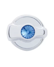 (CARD) CHROME PLASTIC PETERBILT A/C DIAL KNOB W/ DIAMOND - BLUE (CARD) CHROME PLASTIC PETERBILT A/C DIAL KNOB W/ DIAMOND - BLUE