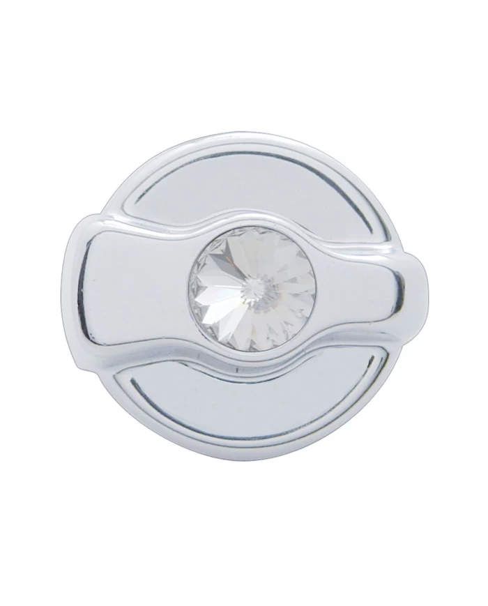 (CARD) CHROME PLASTIC PETERBILT A/C DIAL KNOB W/ DIAMOND - CLEAR (CARD) CHROME PLASTIC PETERBILT A/C DIAL KNOB W/ DIAMOND - CLEAR