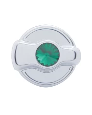 (CARD) CHROME PLASTIC PETERBILT A/C DIAL KNOB W/ DIAMOND - GREEN (CARD) CHROME PLASTIC PETERBILT A/C DIAL KNOB W/ DIAMOND - GREEN