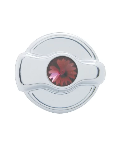(CARD) CHROME PLASTIC PETERBILT A/C DIAL KNOB W/ DIAMOND - PURPLE (CARD) CHROME PLASTIC PETERBILT A/C DIAL KNOB W/ DIAMOND - PURPLE