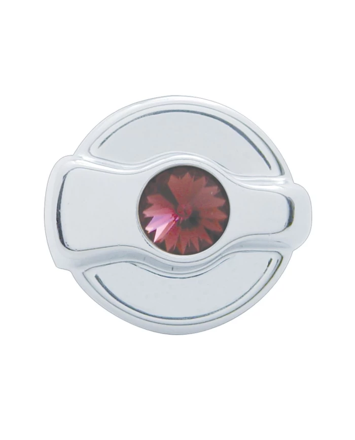 (CARD) CHROME PLASTIC PETERBILT A/C DIAL KNOB W/ DIAMOND - PURPLE (CARD) CHROME PLASTIC PETERBILT A/C DIAL KNOB W/ DIAMOND - PURPLE