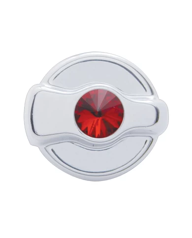 (CARD) CHROME PLASTIC PETERBILT A/C DIAL KNOB W/ DIAMOND - RED (CARD) CHROME PLASTIC PETERBILT A/C DIAL KNOB W/ DIAMOND - RED