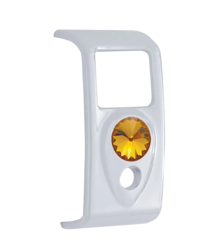 (3/CARD) CHROME PLASTIC 2006+ KENWORTH 2 OPENINGS ROCKER SWITCH COVER W/ DIAMOND - AMBER