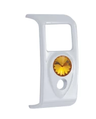 (3/CARD) CHROME PLASTIC 2006+ KENWORTH 2 OPENINGS ROCKER SWITCH COVER W/ DIAMOND - AMBER