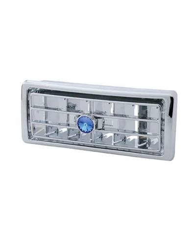 (CARD) CHROME PLASTIC 02-05 KENWORTH CENTER A/C VENT W/ DIAMOND - BLUE (CARD) CHROME PLASTIC 02-05 KENWORTH CENTER A/C VENT W/ DIAMOND - BLUE