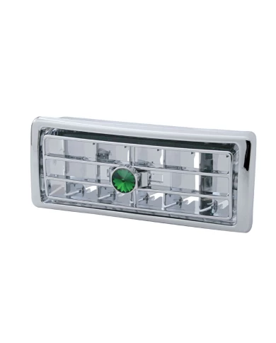 (CARD) CHROME PLASTIC 02-05 KENWORTH CENTER A/C VENT W/ DIAMOND - GREEN (CARD) CHROME PLASTIC 02-05 KENWORTH CENTER A/C VENT W/ DIAMOND - GREEN