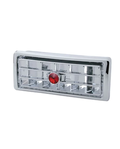 (CARD) CHROME PLASTIC 02-05 KENWORTH CENTER A/C VENT W/ DIAMOND - RED (CARD) CHROME PLASTIC 02-05 KENWORTH CENTER A/C VENT W/ DIAMOND - RED