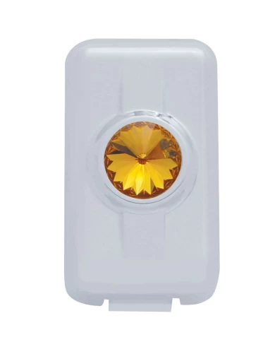 (2/CARD) CHROME PLASTIC VOLVO SWITCH PLUG COVER W/ DIAMOND - AMBER (2/CARD) CHROME PLASTIC VOLVO SWITCH PLUG COVER W/ DIAMOND - AMBER