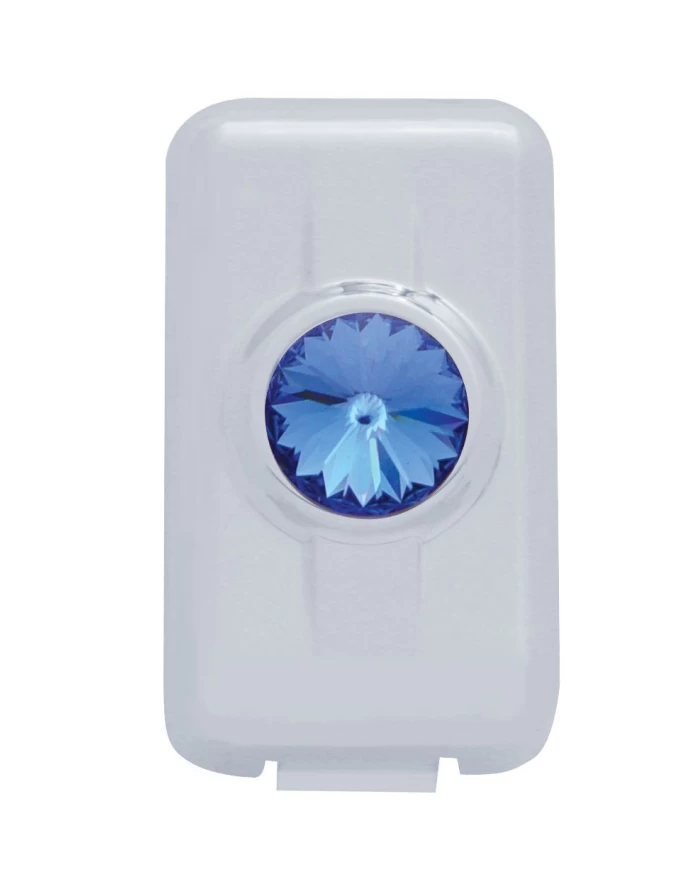 (2/CARD) CHROME PLASTIC VOLVO SWITCH PLUG COVER W/ DIAMOND - BLUE