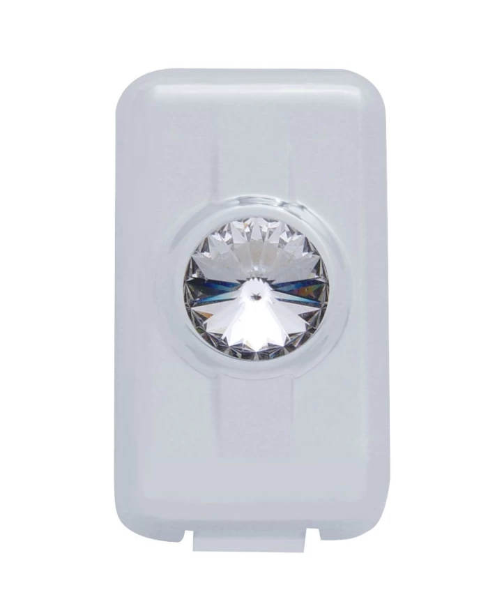 (2/CARD) CHROME PLASTIC VOLVO SWITCH PLUG COVER W/ DIAMOND - CLEAR