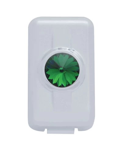 (2/CARD) CHROME PLASTIC VOLVO SWITCH PLUG COVER W/ DIAMOND - GREEN (2/CARD) CHROME PLASTIC VOLVO SWITCH PLUG COVER W/ DIAMOND - GREEN