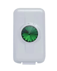 (2/CARD) CHROME PLASTIC VOLVO SWITCH PLUG COVER W/ DIAMOND - GREEN