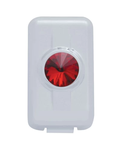 (2/CARD) CHROME PLASTIC VOLVO SWITCH PLUG COVER W/ DIAMOND - RED (2/CARD) CHROME PLASTIC VOLVO SWITCH PLUG COVER W/ DIAMOND - RED