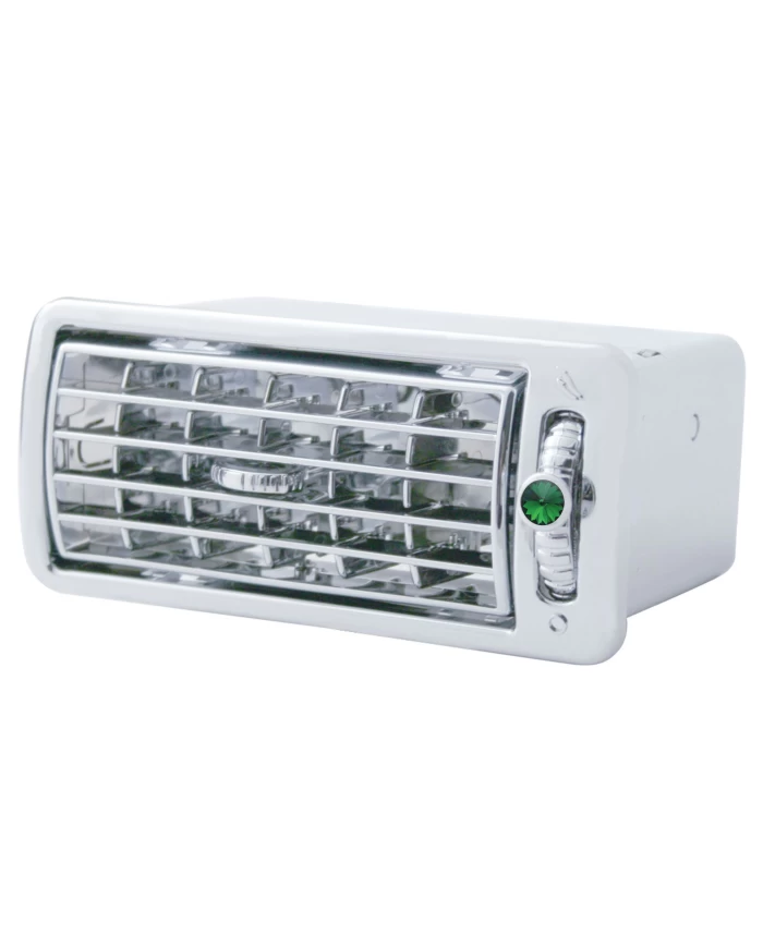 (CARD) CHROME PLASTIC VOLVO A/C VENT W/ DIAMOND - GREEN (CARD) CHROME PLASTIC VOLVO A/C VENT W/ DIAMOND - GREEN