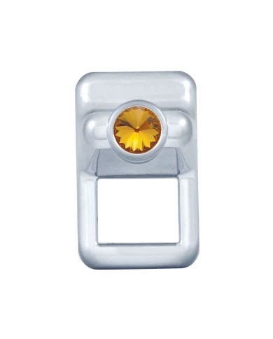 (CARD) CHROME PLASTIC VOLVO TOGGLE SWITCH COVER WITH DIAMOND - AMBER (CARD) CHROME PLASTIC VOLVO TOGGLE SWITCH COVER WITH DIAMOND - AMBER