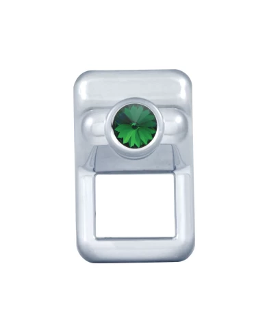 (CARD) CHROME PLASTIC VOLVO TOGGLE SWITCH COVER WITH DIAMOND - GREEN (CARD) CHROME PLASTIC VOLVO TOGGLE SWITCH COVER WITH DIAMOND - GREEN