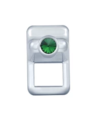 (CARD) CHROME PLASTIC VOLVO TOGGLE SWITCH COVER WITH DIAMOND - GREEN