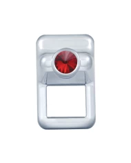 (CARD) CHROME PLASTIC VOLVO TOGGLE SWITCH COVER WITH DIAMOND - RED (CARD) CHROME PLASTIC VOLVO TOGGLE SWITCH COVER WITH DIAMOND - RED