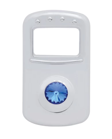 (3/CARD) CHROME PLASTIC PETERBILT ROCKER SWITCH COVER W/ DIAMOND - BLUE (3/CARD) CHROME PLASTIC PETERBILT ROCKER SWITCH COVER W/ DIAMOND - BLUE