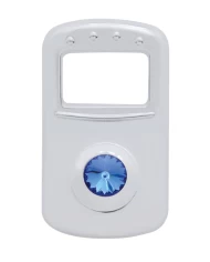 (3/CARD) CHROME PLASTIC PETERBILT ROCKER SWITCH COVER W/ DIAMOND - BLUE