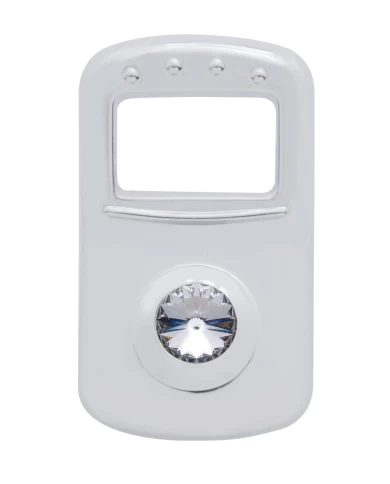 (3/CARD) CHROME PLASTIC PETERBILT ROCKER SWITCH COVER W/ DIAMOND - CLEAR (3/CARD) CHROME PLASTIC PETERBILT ROCKER SWITCH COVER W/ DIAMOND - CLEAR