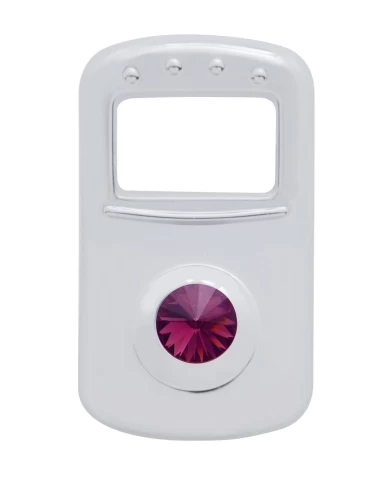 (3/CARD) CHROME PLASTIC PETERBILT ROCKER SWITCH COVER W/ DIAMOND - PURPLE (3/CARD) CHROME PLASTIC PETERBILT ROCKER SWITCH COVER W/ DIAMOND - PURPLE
