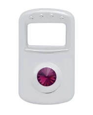 (3/CARD) CHROME PLASTIC PETERBILT ROCKER SWITCH COVER W/ DIAMOND - PURPLE (3/CARD) CHROME PLASTIC PETERBILT ROCKER SWITCH COVER W/ DIAMOND - PURPLE